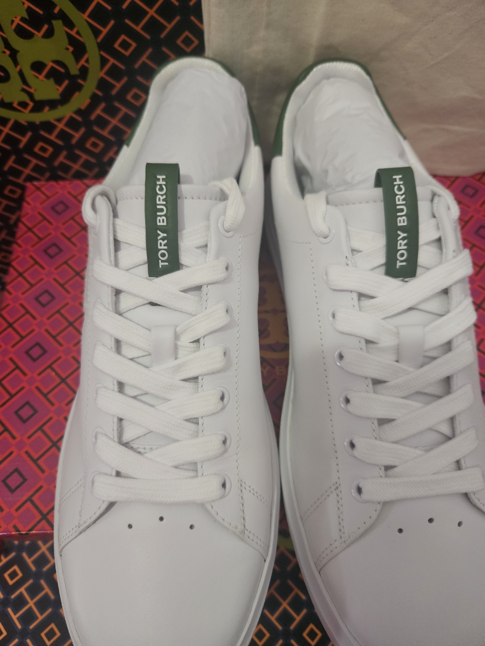 Tory Burch Double T Howell Court Sneaker White Argula Size 9 - Picture 4 of 8